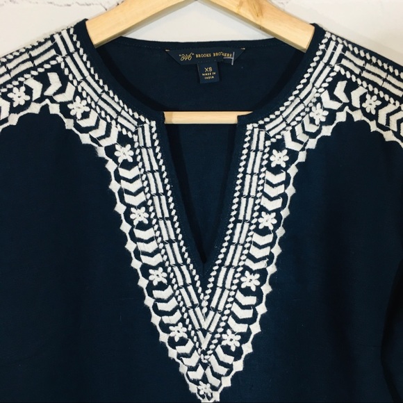 BROOKS BROTHERS 346 Embroidered Blouse Tunic Top - Picture 3 of 5